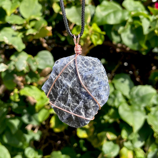 Raw Sodalite Wire Wrapped Pendant (Large)