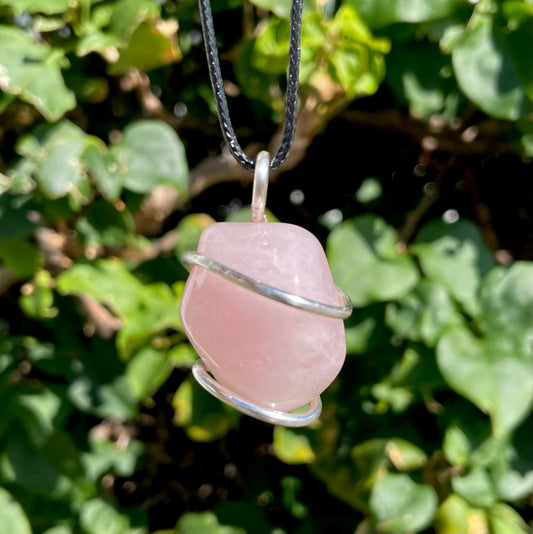 Tumbled Rose Quartz Wire Wrapped Pendant