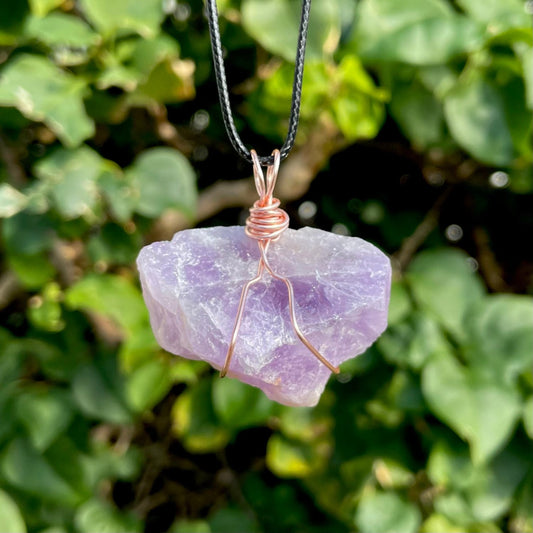 Raw Amethyst Wire Wrapped Pendant