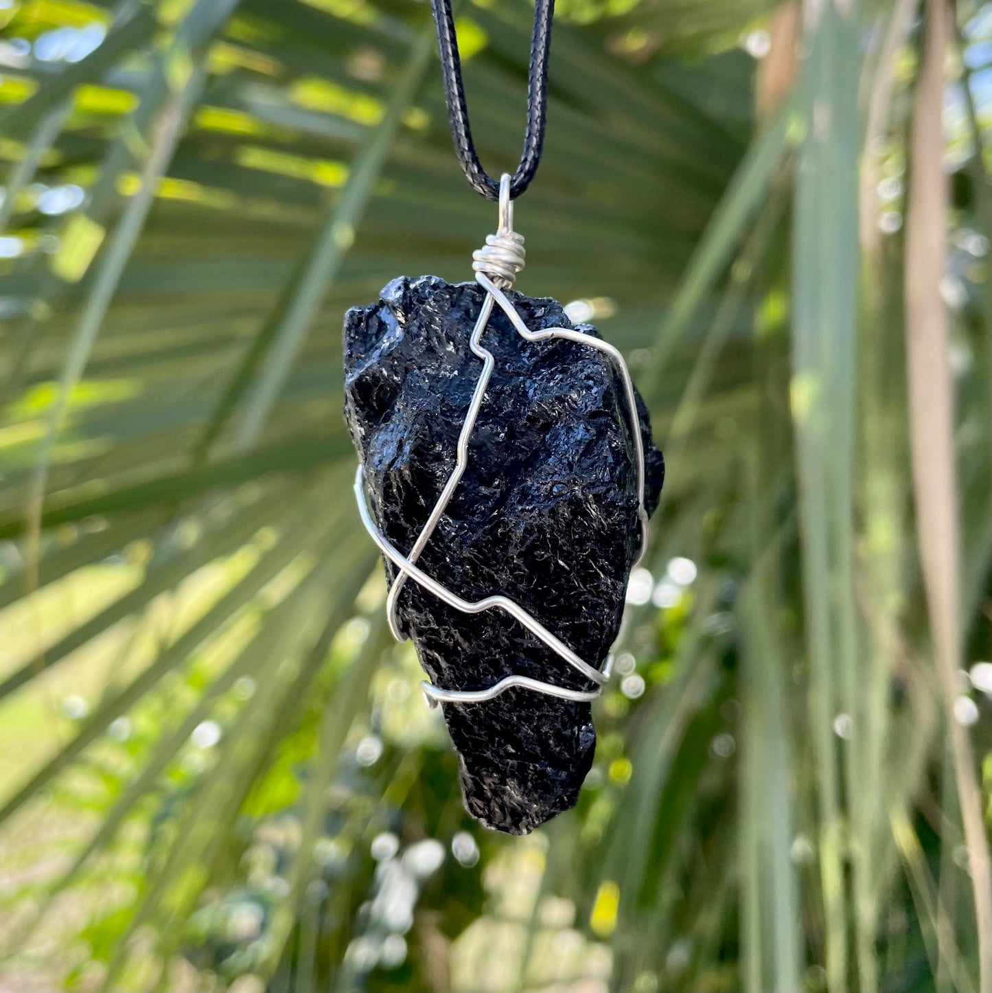 Raw JUMBO Black Tourmaline Wire Wrapped Pendant