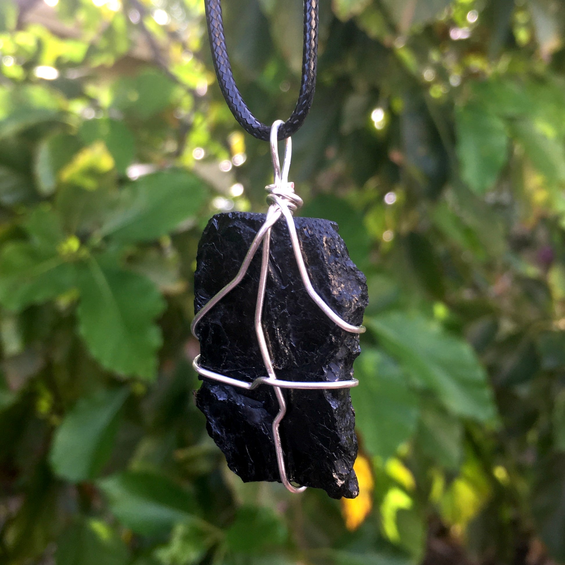 Raw Black Tourmaline Wire Wrapped Pendant - Morgan Cerese Art