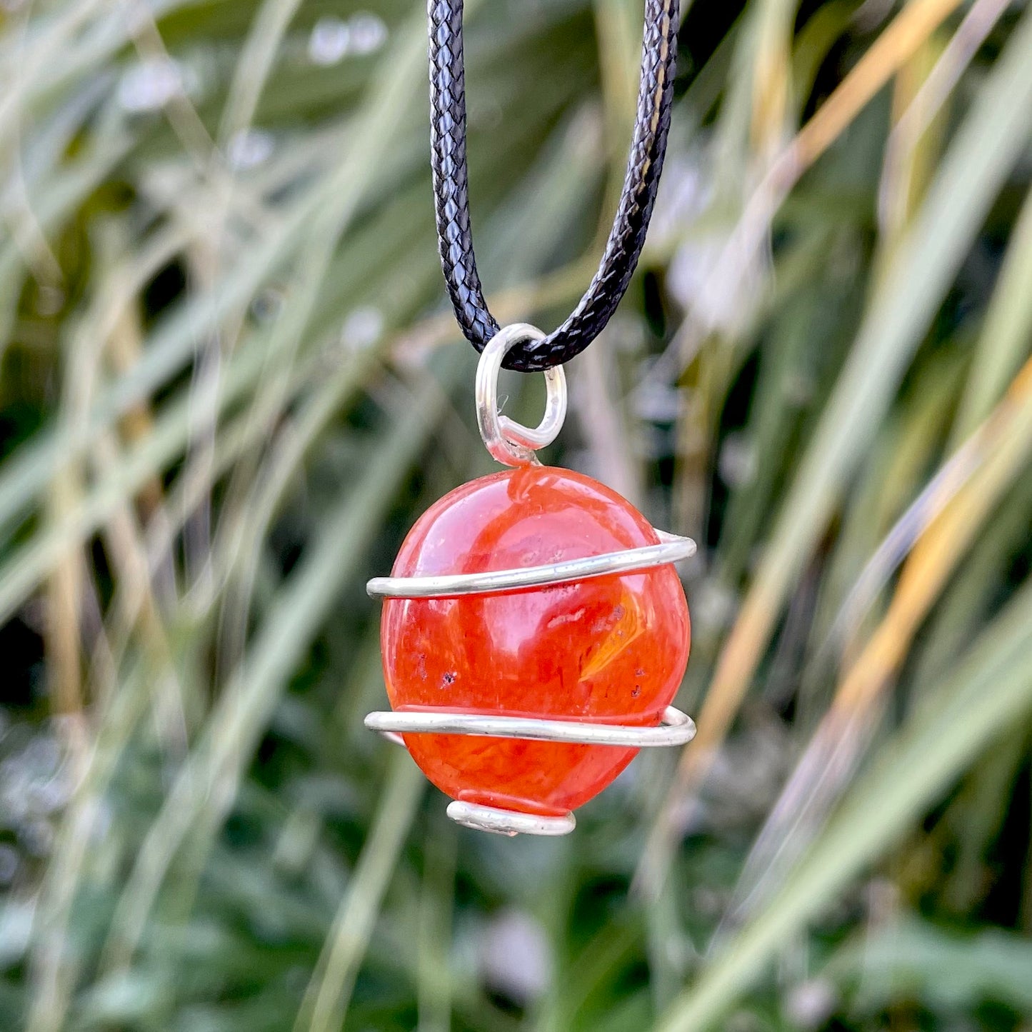 Tumbled Carnelian Spiral Cage Pendant