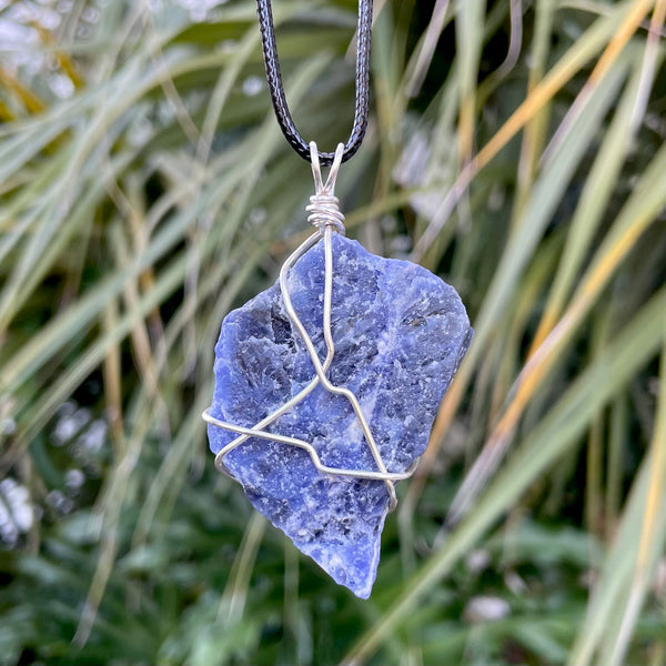 Raw Sodalite Wire Wrapped Pendant