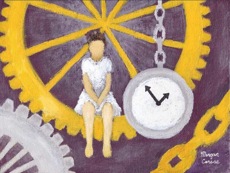 "Gears of Time" Acrylic Painting - 6x8 inches - Morgan Cerese Art