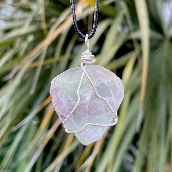 Raw Fluorite Wire Wrapped Pendant