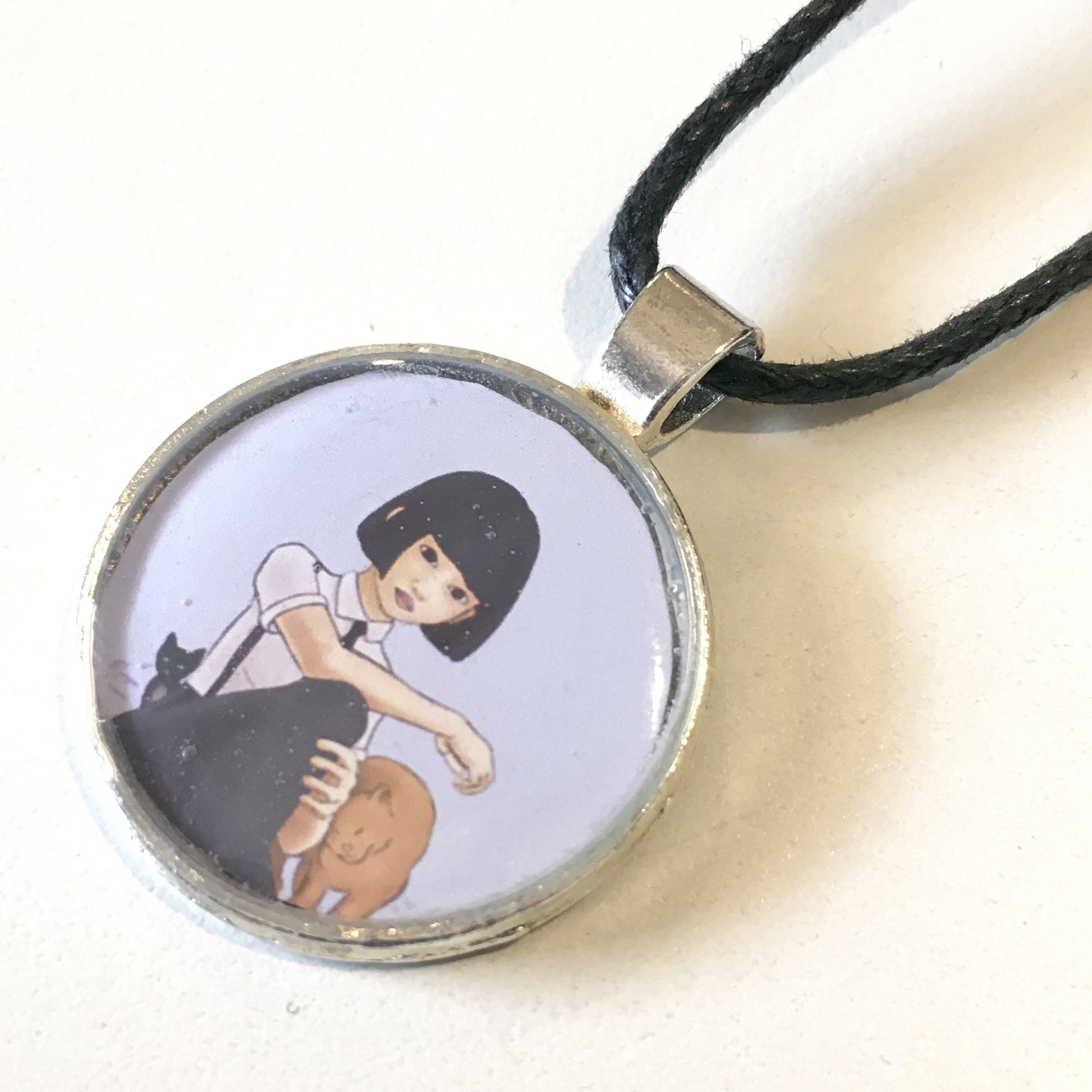 Nekohime (Cat Princess) 25 mm/1 inch Art Pendant - Morgan Cerese Art