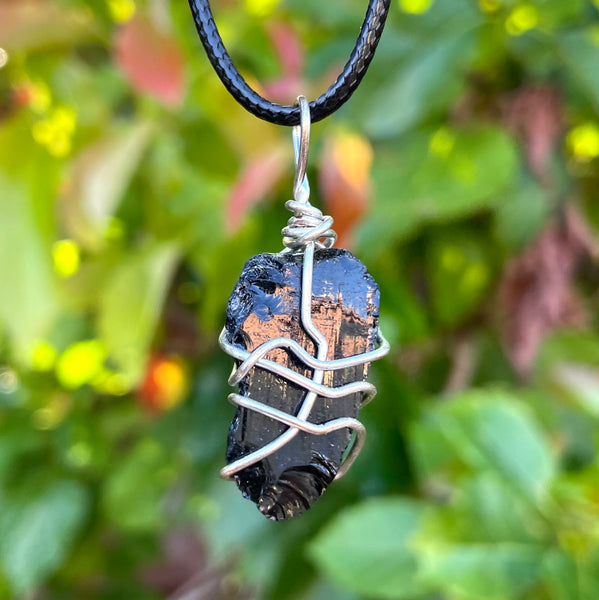 Raw Obsidian Wire Wrapped Pendant - Morgan Cerese Art