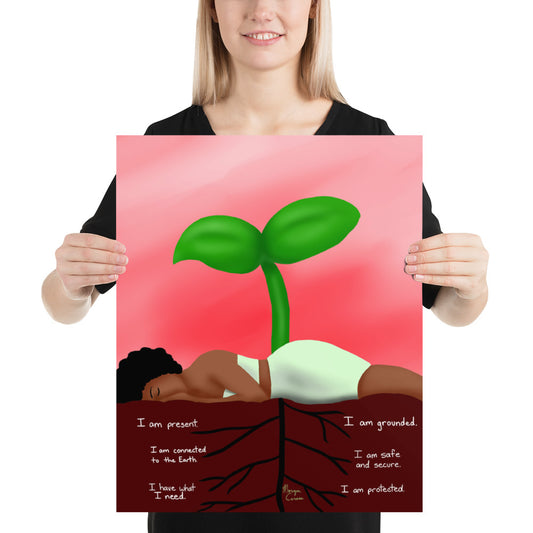 Root Chakra Muladhara Healing Affirmation  Large Matte Paper Poster - Morgan Cerese Art