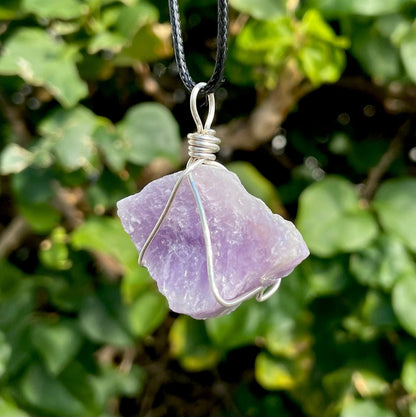 Raw Amethyst Wire Wrapped Pendant