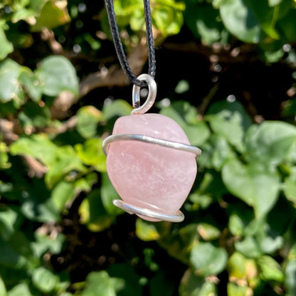 Tumbled Rose Quartz Wire Wrapped Pendant