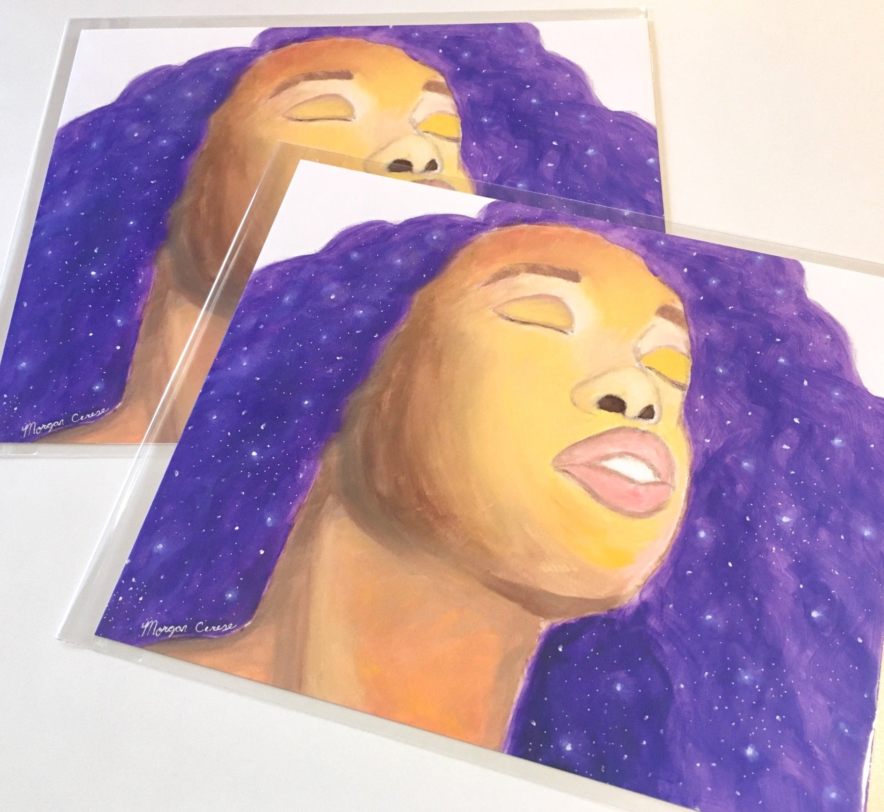 Glow Up Art Print - Melanin Black Girl With Purple Hair - Morgan Cerese Art