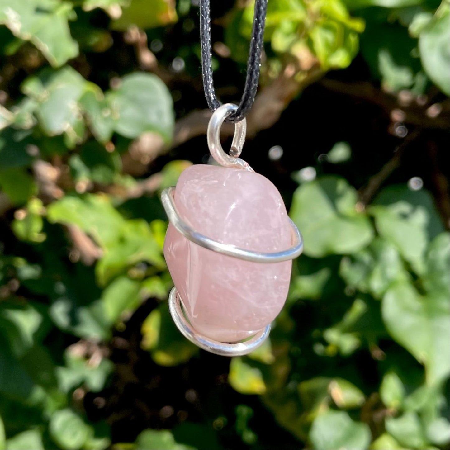 Tumbled Rose Quartz Wire Wrapped Pendant