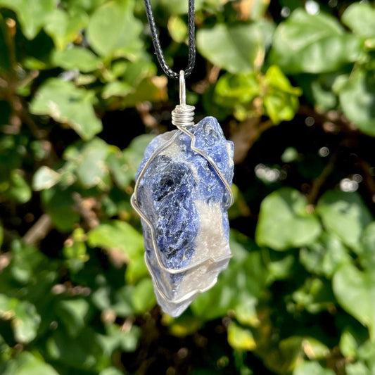 Raw Sodalite Wire Wrapped Pendant