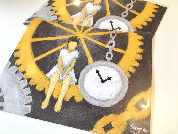 Gears of Time Art Print - Steampunk Clock Surreal Artwork - Morgan Cerese Art