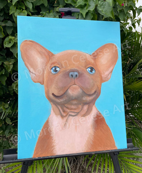 "Smiling Frenchie" (French Bulldog) Acrylic Painting - 16x20 inches