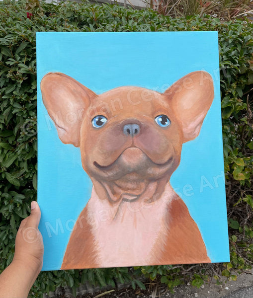 "Smiling Frenchie" (French Bulldog) Acrylic Painting - 16x20 inches