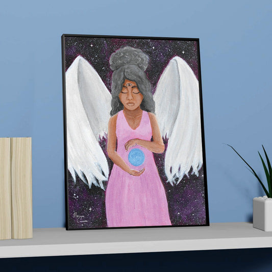 Angel of Clarity Art Print - Black Angel Curly Hair Afro Art - Morgan Cerese Art