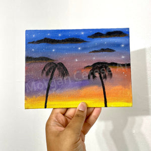 "Tropical Sunset" Oil Painting - 6x8 inches