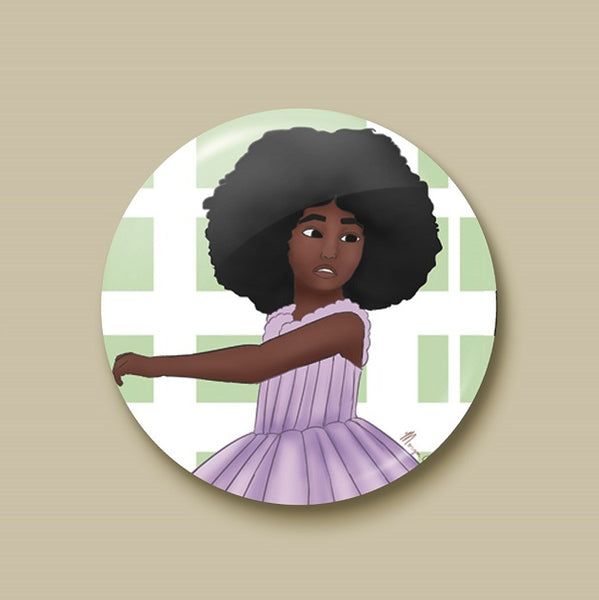 Afro Ballerina Pin-back Button - Morgan Cerese Art