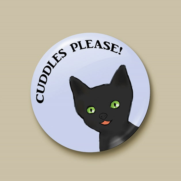 Cuddles Please Pin-back Button - Morgan Cerese Art