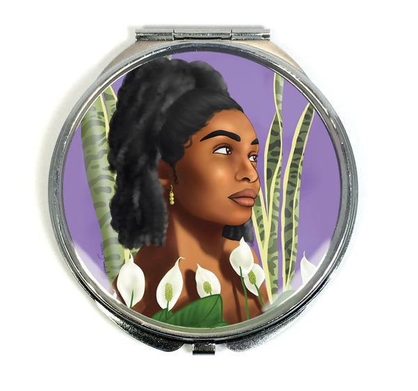 Growth Compact Mirror - Beautiful Black Woman With Natural Afro Hair - Morgan Cerese Art
