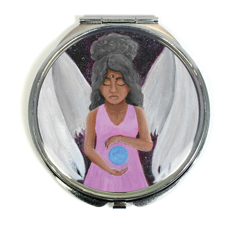 Angel of Clarity Compact Mirror - Morgan Cerese Art
