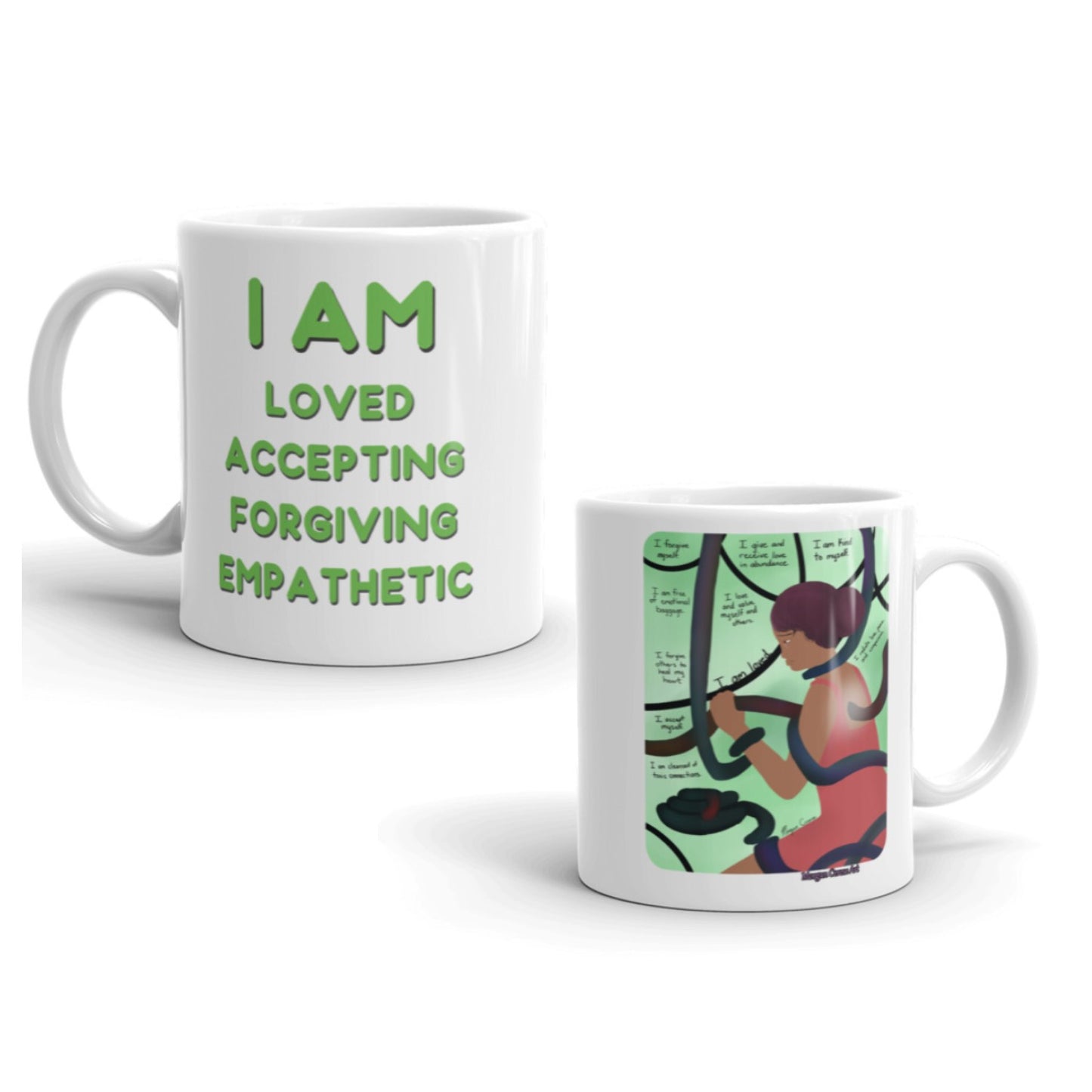 Heart Chakra - Anahata - Healing Art & Affirmation Mug - Morgan Cerese Art