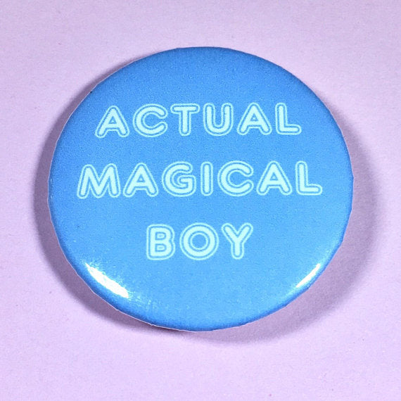 Actual Magical Boy Pin-back Button - Morgan Cerese Art