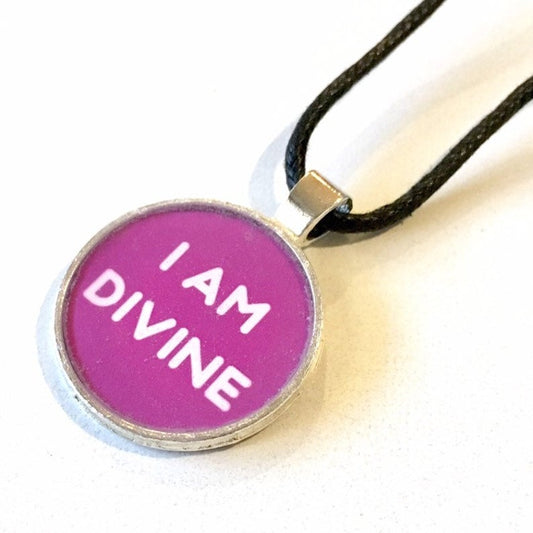 I Am Divine 25 mm/1 inch Crown Chakra Sahasrara Affirmation Art Pendant - Morgan Cerese Art