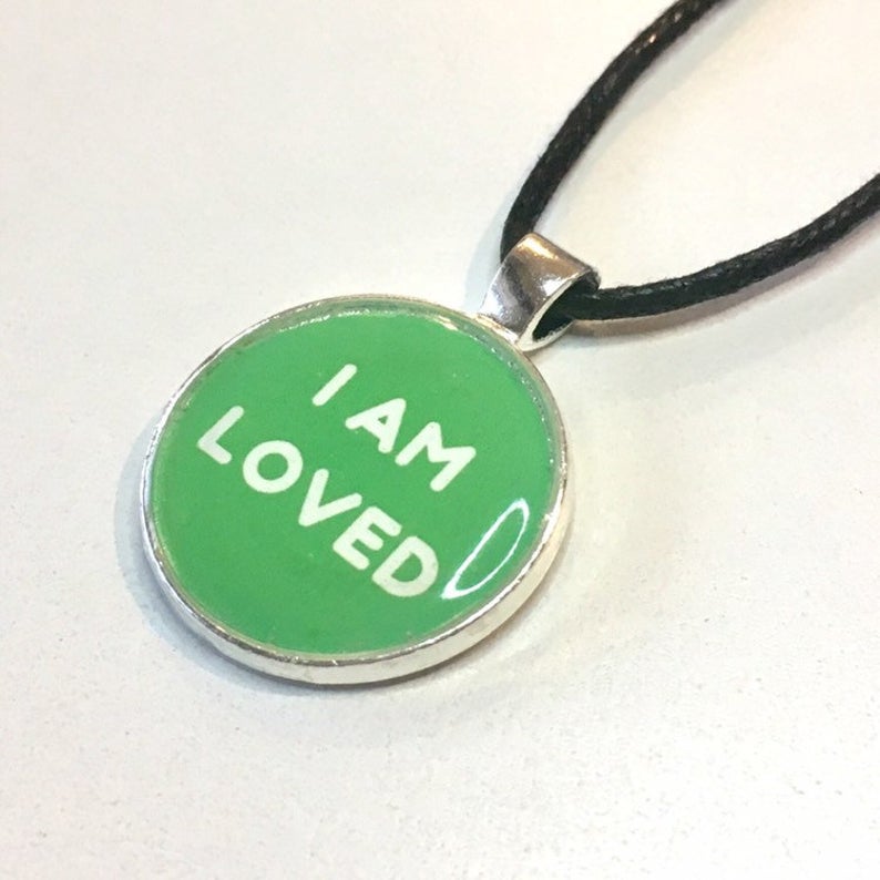 I Am Loved 25 mm/1 inch Heart Chakra Anahata - Healing Affirmation Art Pendant - Morgan Cerese Art