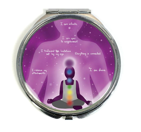 Crown Chakra Sahasrara Healing Affirmation Compact Mirror - Morgan Cerese Art