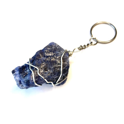 Raw Sodalite Wire Wrapped Key Chain