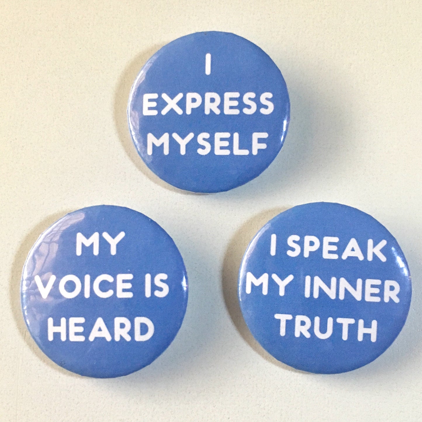 Throat Chakra Affirmation Pin-back Button - Morgan Cerese Art