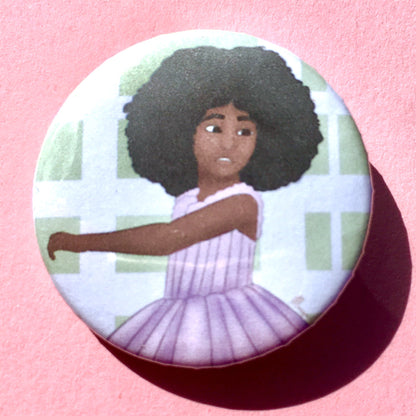 Afro Ballerina Pin-back Button - Morgan Cerese Art