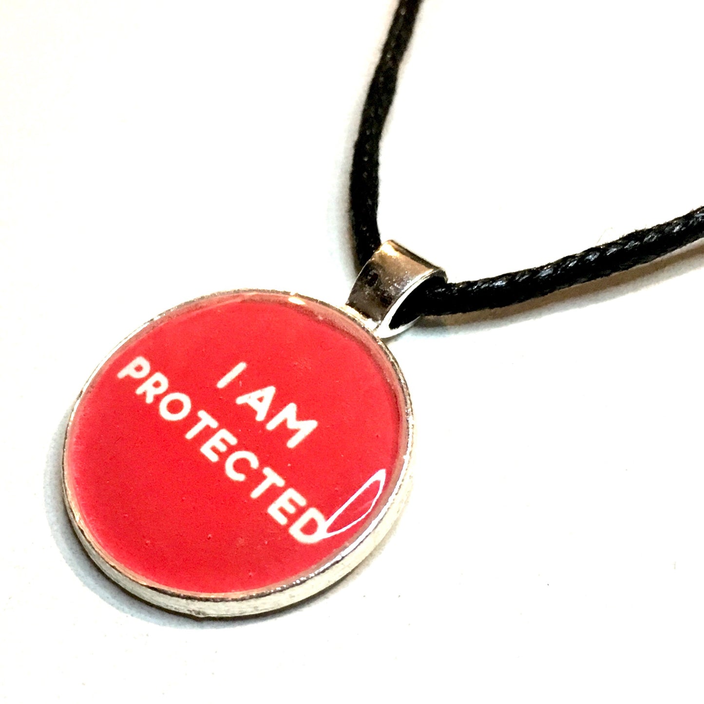 I Am Protected 25 mm/1 inch Root Chakra Muladhara Affirmation Art Pendant - Morgan Cerese Art