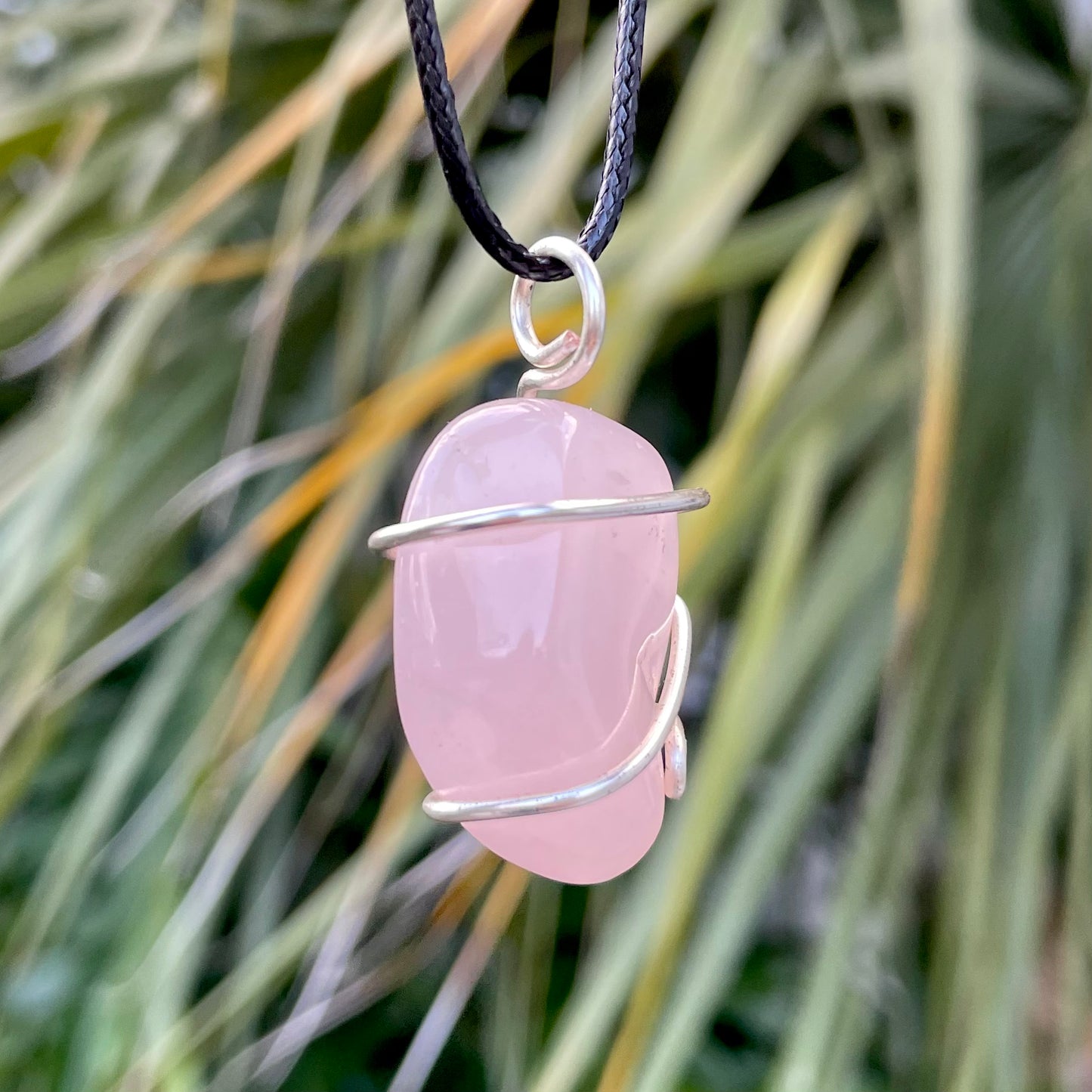 Tumbled Rose Quartz Wire Wrapped Pendant