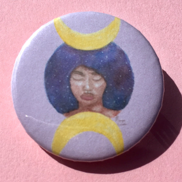 Moon Goddess Pin-back Button - Morgan Cerese Art