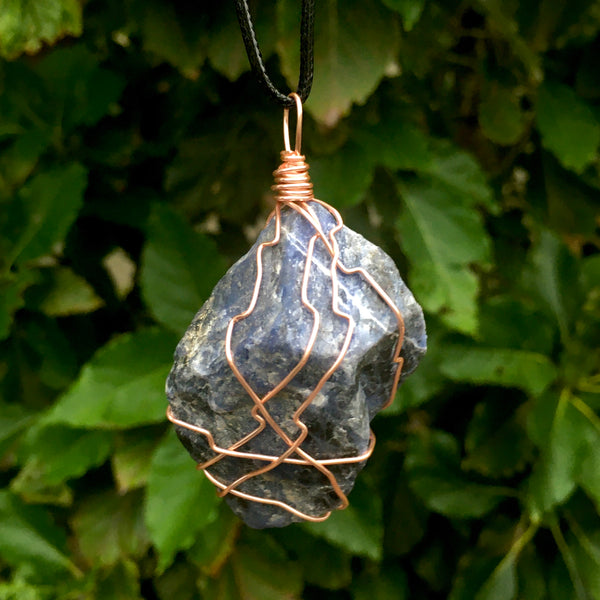 Raw Sodalite Wire Wrapped Pendant - Morgan Cerese Art