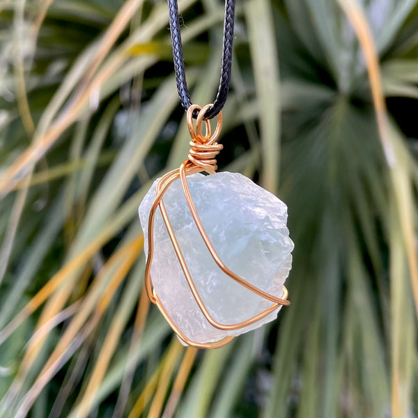 Raw Fluorite Wire Wrapped Pendant