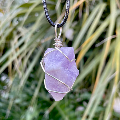 Raw Amethyst Wire Wrapped Pendant