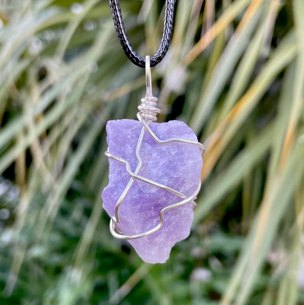 Wire wrapped amethyst pendant deals
