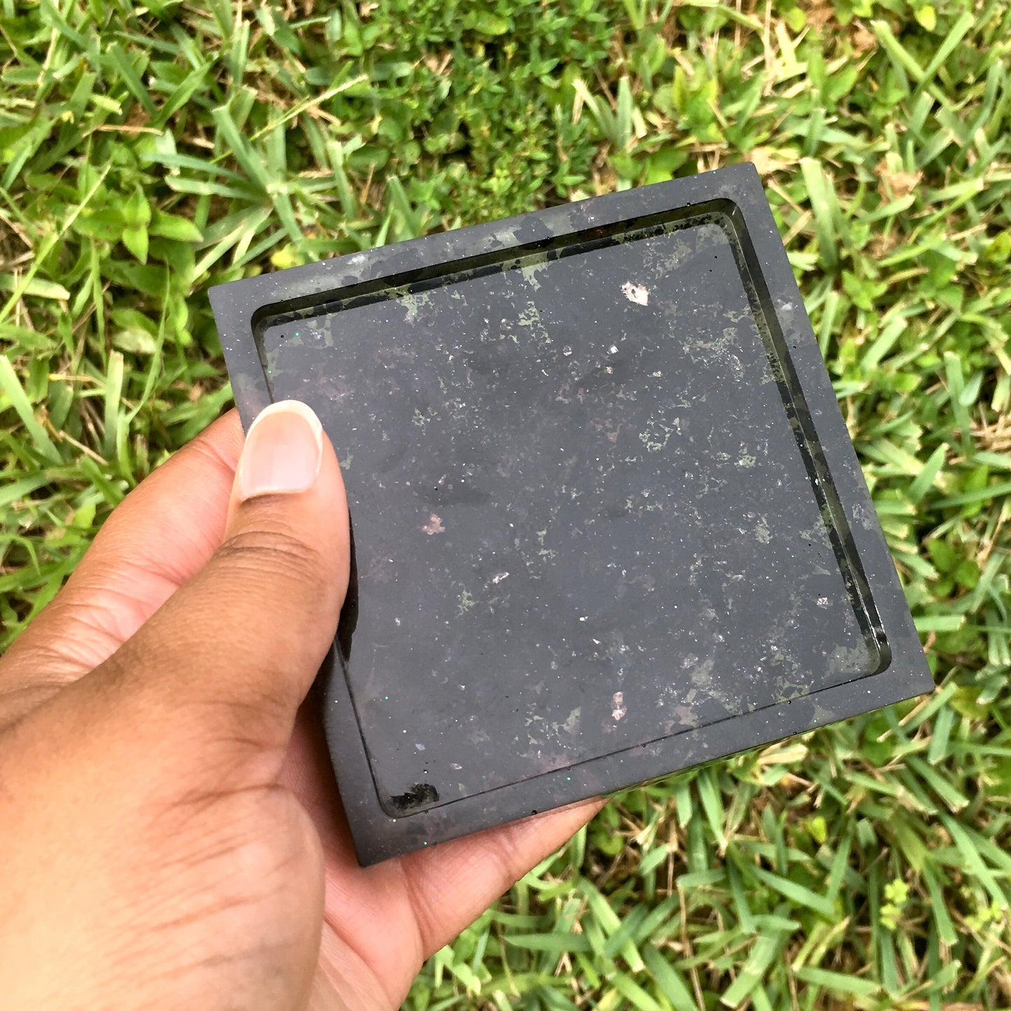 Black Tourmaline Resin Tray / Dish For Grounding and Protection - Morgan Cerese Art