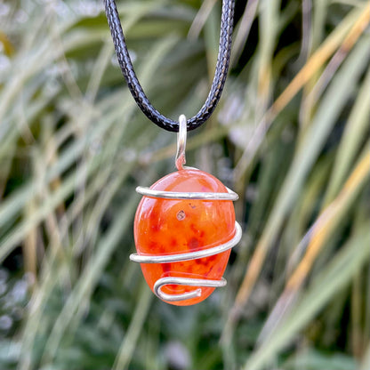 Tumbled Carnelian Spiral Cage Pendant