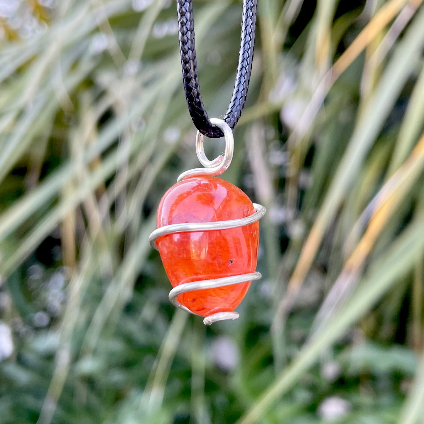 Tumbled Carnelian Spiral Cage Pendant