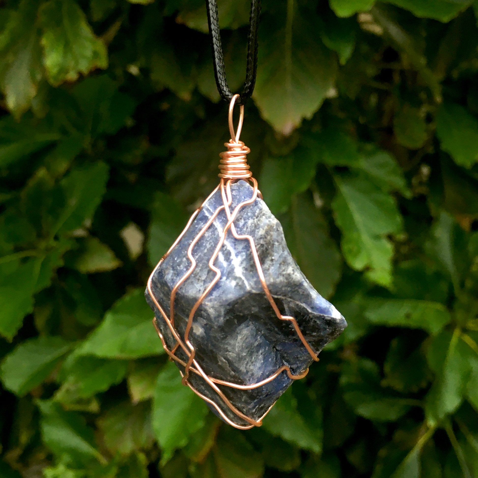 Raw Sodalite Wire Wrapped Pendant - Morgan Cerese Art