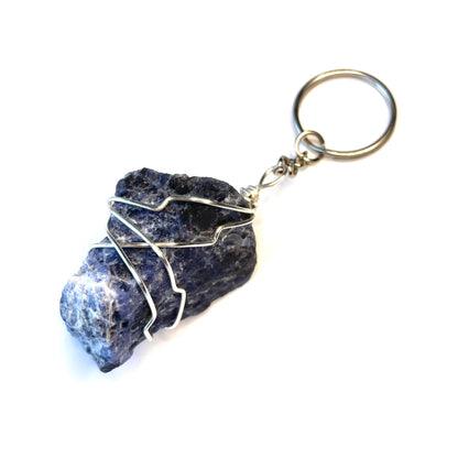 Raw Sodalite Wire Wrapped Key Chain