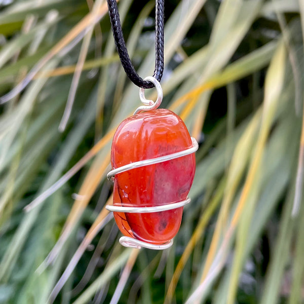 Tumbled Carnelian Spiral Cage Pendant