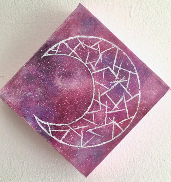 Cosmic Moon 3 Diamond Acrylic Painting - 6x6 inches - Morgan Cerese Art