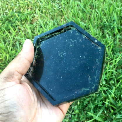 Black Tourmaline Resin Tray / Dish For Grounding and Protection - Morgan Cerese Art