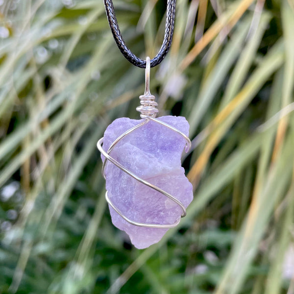 Raw Amethyst Wire Wrapped Pendant